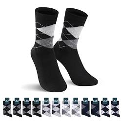 L&K-II 12 Paar Damen/Herren Socken Business mit Schottenmuster Freizeit Baumwolle Tartan Socks Komfort-Bund 2402A 35-38 von L&K-II