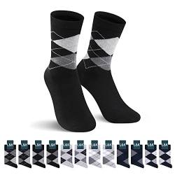 L&K-II 12 Paar Damen/Herren Socken Business mit Schottenmuster Freizeit Baumwolle Tartan Socks Komfort-Bund 2402A 43-46 von L&K-II