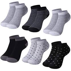 L&K-II 12 Paar Damen Sneaker Socken Mädchen Füßlinge Baumwolle Sommer mit Streifte Ringel Punkte Muster 92276-N 35 38 von L&K-II