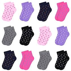 L&K-II 12 Paar Kinder Mädchen Socken mit niedlichen Herzmustern Kids Füßlinge Sneakersocken bunt 2806A 23-26 von L&K-II