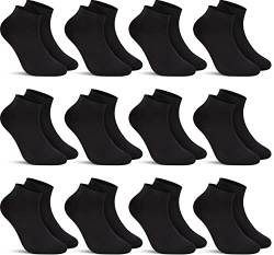 L&K-II 12 Paar Sneaker Socken Damen/Herren Kurzsocken Füßlinge atmungsaktive Baumwolle Sportsocken Uni in Schwarz 2301 35-38 von L&K-II