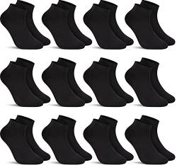 L&K-II 12 Paar Sneaker Socken Damen/Herren Kurzsocken Füßlinge atmungsaktive Baumwolle in Schwarz 92201 47-50 von L&K-II