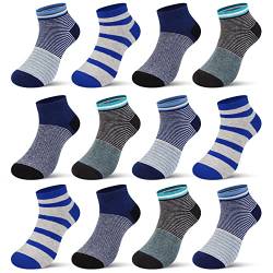 L&K-II 12er Kinder Jungen socken mit niedlichen Mustern Sneakersocken Kids Füßlinge aus Baumwoll Streifen 2846 27-30 von L&K-II