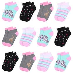 L&K-II 12er Kinder Mädchen socken mit niedlichen Mustern Sneakersocken Kids Füßlinge aus Baumwoll bunt 2850 27-30 von L&K-II