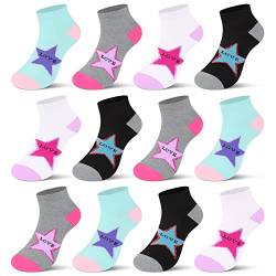 L&K-II 12er Kinder Mädchen socken mit niedlichen Mustern Sneakersocken Kids Füßlinge aus Baumwoll bunt 2880 23-26 von L&K-II