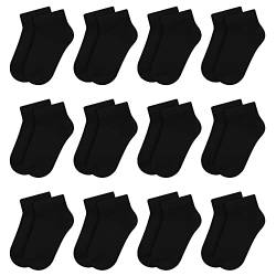 L&K-II 12er Sneaker Socken Jungen/Mädchen Kurzsocken Kids Füßlinge aus Baumwoll Schwarz 2862 23-26 von L&K-II