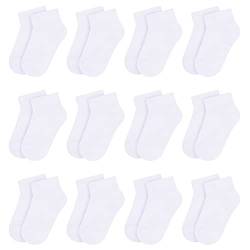 L&K-II 12er Sneaker Socken Jungen/Mädchen Kurzsocken Kids Füßlinge aus Baumwoll Weiss 2863 31-34 von L&K-II