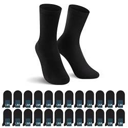 L&K-II 24 Paar Damen/Herren Socken Schwarz Business Freizeit Baumwolle P92216 35-38 von L&K-II