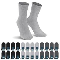 L&K-II 24 Paar Damen/Herren Socken Schwarz Grau Business Freizeit Baumwolle Komfort-Bund 2027 GE 39-42 von L&K-II