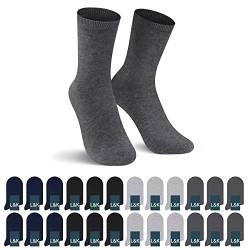 L&K-II 24 Paar Herren Socken Jeans Farbe Business Freizeit Baumwolle Komfort-Bund 2027 BU 47-50 von L&K-II