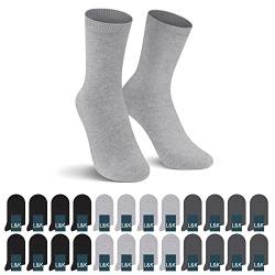 L&K-II 24 Paar Herren Socken Schwarz Grau Business Freizeit Baumwolle Komfort-Bund 2027 GE 43-46 von L&K-II