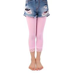 L&K-II 3/4 Kinder Mädchen Sommer Strumpfhose ohne Füße Ballett Strumpfhose Tanzstrumpfhose 40 Den Blickdichte mit Spitzen Farbig 27250 Pink von L&K-II