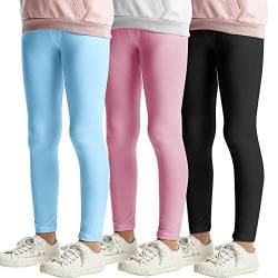 L&K-II 3er Pack Kinderleggings Basic Uni Farbe Mädchen Baby Leggins Fitness Hose Baumwolle 2708 Schwarz Pink Hellblau 116 von L&K-II