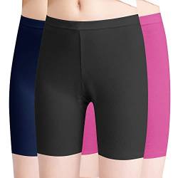 L&K-II 3er Pack Mädchen Leggings Kurz Radlerhose aus Baumwolle Sommer Shorts Uni Farbe Schwarz Dunkelblau Rosa 110/116 von L&K-II