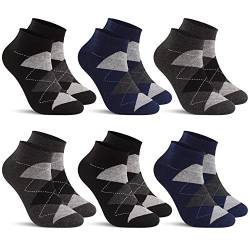 L&K-II 6 Paar Sneaker Socken Damen/Herren Kurzsocken Füßlinge atmungsaktive Baumwolle Karo 2333A 43-46 von L&K-II