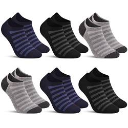 L&K-II 6 Paar Sneaker Socken Damen/Herren Kurzsocken Füßlinge atmungsaktive Baumwolle Streifen 2333B 39-42 von L&K-II