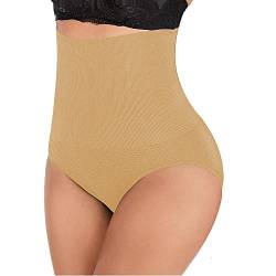 L&K-II Bauchweg Unterhose Damen Shapewear Miederhose Hohe Taille Miederslips Body Shaper Figurformende Unterwäsche Beige XS/S von L&K-II