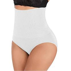 L&K-II Bauchweg Unterhose Damen Shapewear Miederhose Hohe Taille Miederslips Body Shaper Figurformende Unterwäsche Weiß M/L von L&K-II