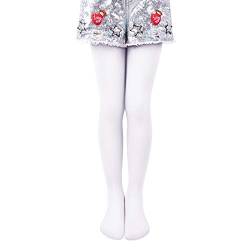 L&K-II Kinder Mädchen Nylon Gerippte Strickstrumpfhose uni Farben Süß Socken Leggings Weiß 122-128 2722 von L&K-II