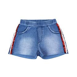L&K-II Mädchen Jeansshorts Kinder Jeanshose Regular Fit Baumwolle Sommer Shorts Elastische Taille 4505 140/146 von L&K-II