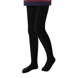 L&K-II Thermostrumpfhose Mädchen Kinderstrumpfhose mit Innenfutter Winter warm blickdichte Kuschel seamless Treggings hoch Bund Tight 4611 Schwarz 122-128 von L&K-II