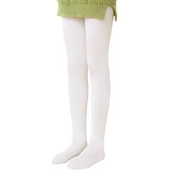 L&K-II Thermostrumpfhose Mädchen Kinderstrumpfhose mit Innenfutter Winter warm blickdichte Kuschel seamless Treggings hoch Bund Tight 4611 Weiss 110-116 von L&K-II