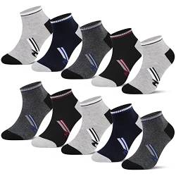 L&K 10 Paar Herren Sneaker Socken Baumwolle Sportsocken atmungsaktiv mehrfarbig 2335 39-42 von L&K