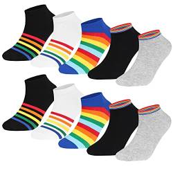 L&K 10 Paar Herren Sneaker Sport Socken Regenbogen Füßlinge aus Baumwolle antibakteriell 2150 43-46 von L&K