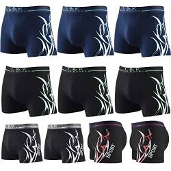 L&K 10er Pack Herren Boxershorts Men Retroshorts mit tollem Muster Sommer 2022 Baumwolle 1105 4XL von L&K