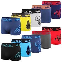 L&K 10er Pack Herren Boxershorts Unterwäsche Microfaser Gemischt Farben/Muster 1213 UN L/XL von L&K