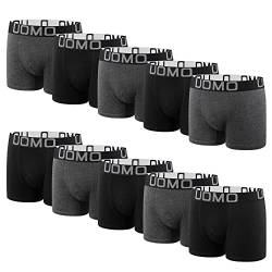 L&K 10er Pack Herren Retroshorts Boxershorts Baumwolle klassischen Unifarben Unterhose Schwarz Grau 1116 G 3XL von L&K