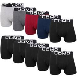 L&K 10er Pack Herren Retroshorts Boxershorts Baumwolle klassischen Unifarben Unterhose Schwarz Grau Navy 1116 C 2XL von L&K