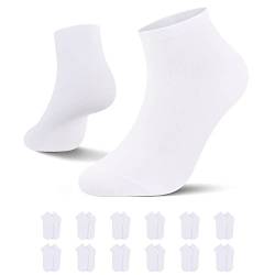 L&K 12 Paar Herren/Damen Sneaker-Socken Uni Farbe Füßlinge Weiß 43/46 2301WH von L&K