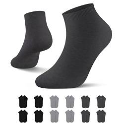 L&K 12 Paar Herren/Damen Sneaker-Socken Uni Farbe Füßlinge schwarz/grau 35/38 2301GE von L&K