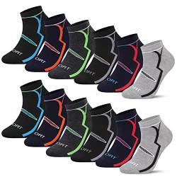 L&K 12 Paar Herren Sneaker Sport Socken kurze Socken Sommer Füßlinge aus Baumwolle antibakteriell 2302 39-42 von L&K