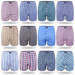 L&K 12er Pack Boxershorts Men Herren Webboxer 12 Verschiedene Designs Unterwäsche Unterhosen Männer Baumwolle 1403 4XL von L&K