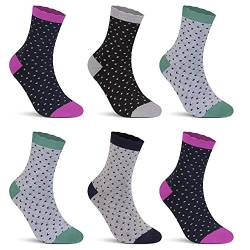 L&K 6 Paar Damensocken Winter Socken Damen Sportsocken Thermoscoken Vollfrottee Baumwolle Socken mit Innenfrottee Bunte Gemütlich und Atmungsaktiv 2234 35 38 von L&K