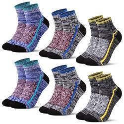 L&K 6 Paar Herren Sneaker Socken Baumwolle Sportsocken Dicke Gepolsterte-Sohle atmungsaktive Laufsocken 2104 43-46 von L&K