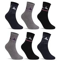 L&K 6 Paar Wintersocken Damen Sportsocken Winter Thermosocken Vollfrottee Baumwolle Socken Wolle mit Innenfrottee super weich und Warme 92283 39 42 von L&K