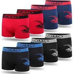 L&K 8er Pack Jungen Boxershorts ab 7 Jahre alt Retroshorts Herren Mikrofaser bequem ohne störende Seitennähte Adler 1209 2XL/3XL von L&K