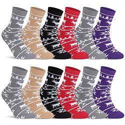 Libella 12 Paar Damen Thermo-Socken Wintersocken Baumwolle mehrfarbig,12er-pack-92214,35-38 von L&K