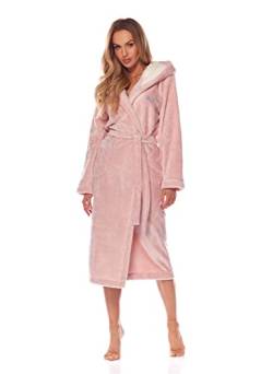 L&L - 2022 Bademantel Damen Langer Soft Damen Bademantel Flauschig Extrem leicht I Morgenmantel Damen Hausmantel Bademantel mit Kapuze für Damen Bathrobe (Apricot,XL) von L&L