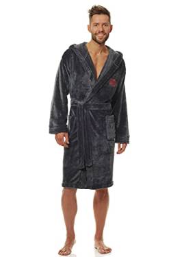 L&L – 2110 Bademantel Herren Kurz Schlafrock für Männer Extrem Flauschig und weicher Bademantel Schlafrock mit Kapuze Geschenke für Männer (Graphite, XX-Large) von L&L