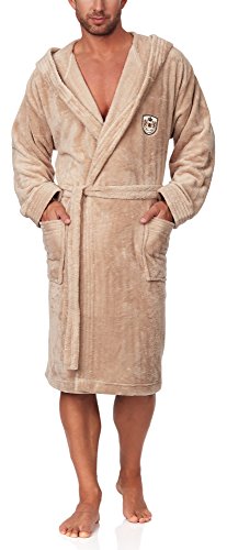 L&L Herren Bademantel mit Kapuze LL0039 (Cappuccino-2, XL) von L&L