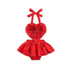 Baby Kleidung Mädchen Valentinstage Outfits Prinzessin Kleid Kleinkind Babykleidung Set Festlich Kleid mit Niedlich Style Herz Druck Baby Geschenk (EIN Herz Rot, 0-6 Monate) von L&ieserram