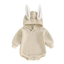 Baby Mädchen Ostern Outfits Baby Kleidung Niedlich Hasen Stil Babykleidung Strampler Body mit Hasen Druck Stirnband Set Bodysuit Jumpsuit Mein erster Ostern Baby Geschenk (Q - Beige, 0-3 Monate) von L&ieserram