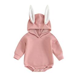 Baby Mädchen Ostern Outfits Baby Kleidung Niedlich Hasen Stil Babykleidung Strampler Body mit Hasen Druck Stirnband Set Bodysuit Jumpsuit Mein erster Ostern Baby Geschenk (Q - Pink, 0-3 Monate) von L&ieserram