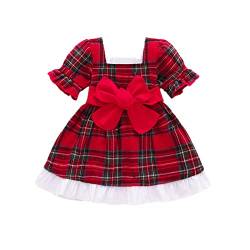 L&ieserram Baby Kleidung Mädchen Weihnachten Outfits Kleinkind Babykleidung Set Weihnachtsoutfit Festlich Kleid Weihnachtskleid Santa Outfit Baby Weihnachten Geschenk (Rot Kariert, 12-18 Monate) von L&ieserram