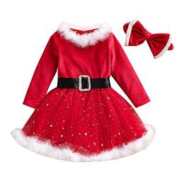 L&ieserram Baby Kleidung Mädchen Weihnachten Outfits Kleinkind Babykleidung Set Weihnachtsoutfit Festlich Kleid Weihnachtskleid Santa Outfit Baby Weihnachten Geschenk (Santa I, 12-18 Monate) von L&ieserram