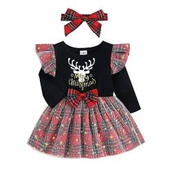 L&ieserram Baby Kleidung Mädchen Weihnachten Outfits Kleinkind Babykleidung Set Weihnachtsoutfit Festlich Kleid Weihnachtskleid Santa Outfit Baby Weihnachten Geschenk (Schwarz Elch, 18-24 Monate) von L&ieserram